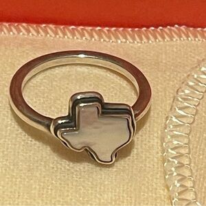 James Avery Silver Texas State gemstone Ring white doublet